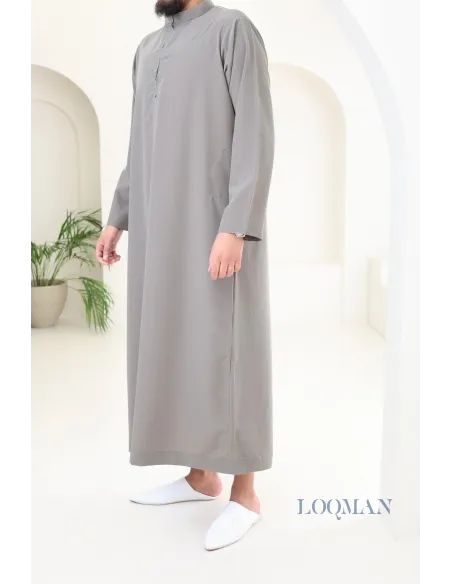 Qamis kaki Émirati à manches longues pour hommes, cadeau parfait pour l'Aïd