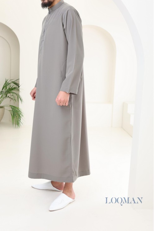 Qamis kaki Émirati à manches longues pour hommes, cadeau parfait pour l'Aïd