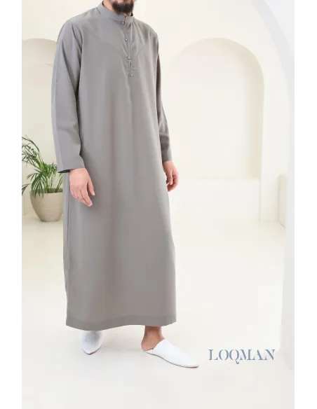 Qamis kaki Émirati à manches longues pour hommes, cadeau parfait pour l'Aïd