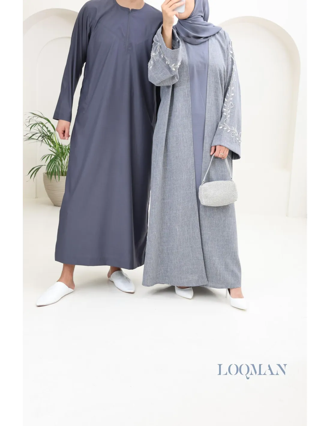 QAMIS KARIM GRIS (AVEC PANTALON)