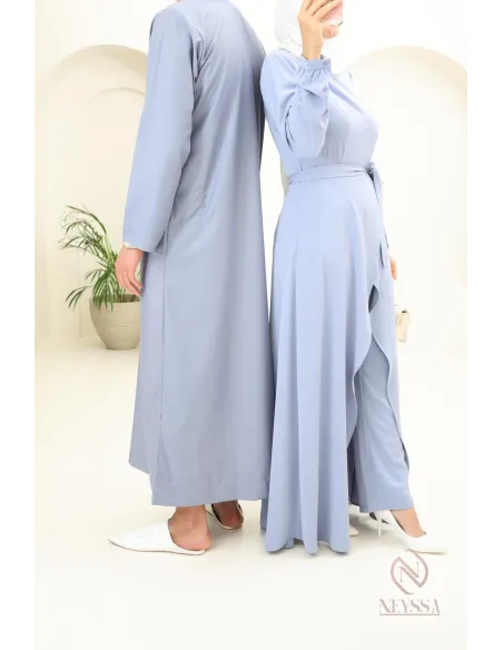 Qamis homme Émirati bleu jean, tissu haut de gamme, idée cadeau