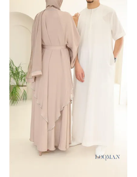 Qamis homme ivoire, modèle Émirati idéal pour un mariage ou pour l'Aïd