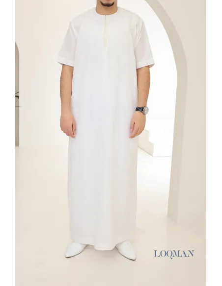 Qamis homme ivoire, modèle Émirati idéal pour un mariage ou pour l'Aïd