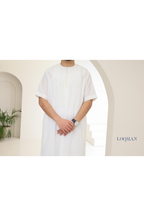 Qamis homme ivoire, modèle Émirati idéal pour un mariage ou pour l'Aïd