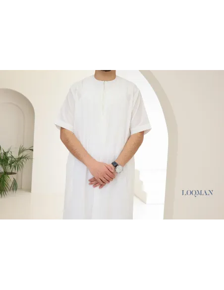 Qamis homme ivoire, modèle Émirati idéal pour un mariage ou pour l'Aïd