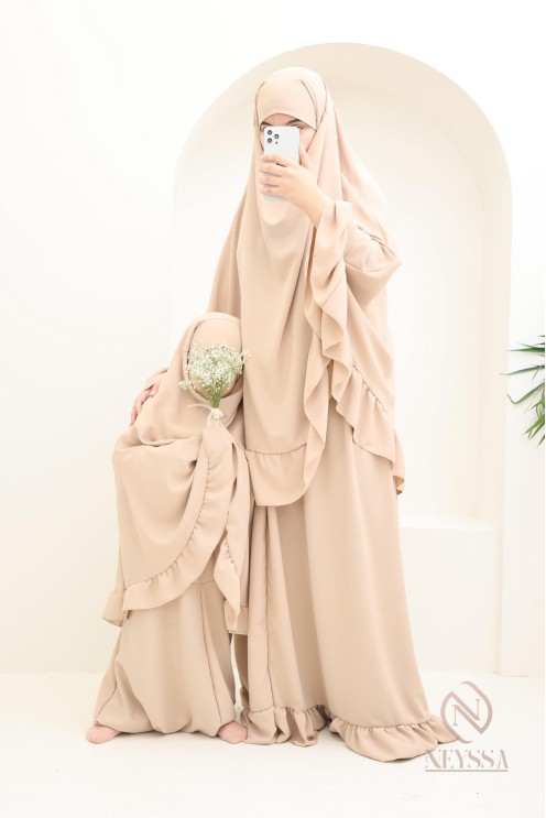 Ensemble 2 pièces de prière en jazz mère ou fille, idéal pour la mosquée