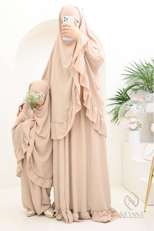 Ensemble 2 pièces de prière en jazz mère ou fille, idéal pour la mosquée