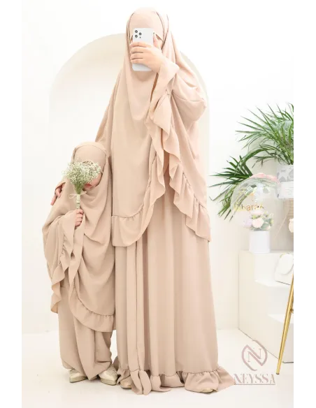 Ensemble 2 pièces de prière en jazz mère ou fille, idéal pour la mosquée