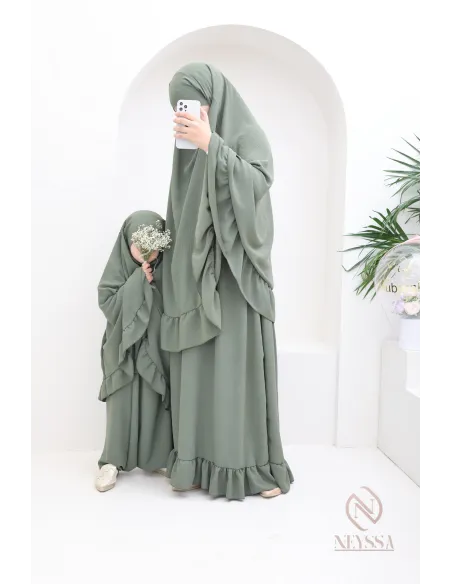 Tenue de prière 2 pièces matière en jazz mère ou fille, idéal pour l'Aid