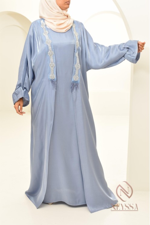 Abaya kimono 3 pièces parfait pour la saison estivale, à retrouver chez Neyssa