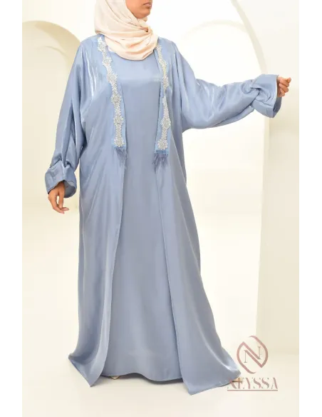 Abaya kimono 3 pièces parfait pour la saison estivale, à retrouver chez Neyssa