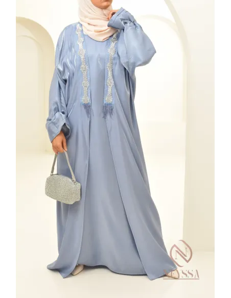 Abaya kimono 3 pièces parfait pour la saison estivale, à retrouver chez Neyssa