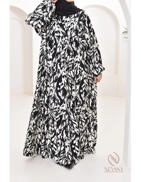 Langes Kleid mit tropischem Print, ideal für Frühling und Sommer