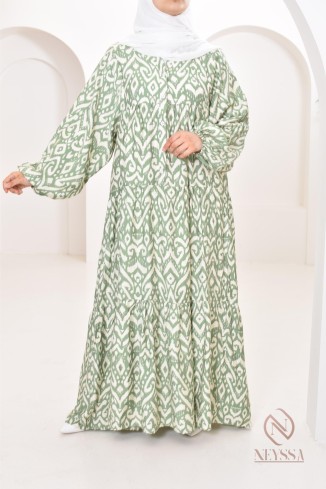 Long flared dress long sleeves fluid and light for summer