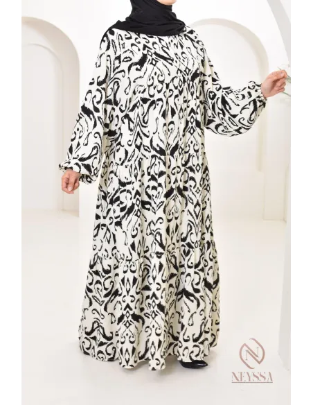 Robe longue satinée noir femme, tissu fluide soyeux pour printemps/été