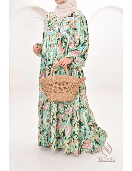 Elegantes und schickes langes Kleid mit Blumenmotiven, ideal für diesen Sommer 2024