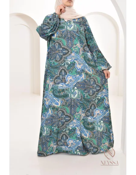 Longue robe aux motifs fleurie, style bohème, coupe fluide évasée chic