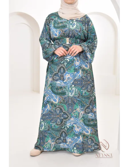 Longue robe aux motifs fleurie, style bohème, coupe fluide évasée chic