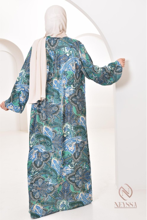 Longue robe aux motifs fleurie, style bohème, coupe fluide évasée chic