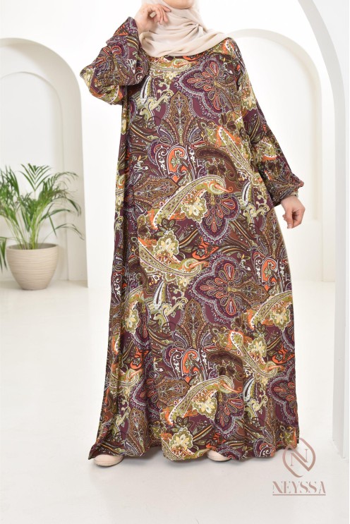 Robe longue aux motifs indiens, style bohème, coupe fluide