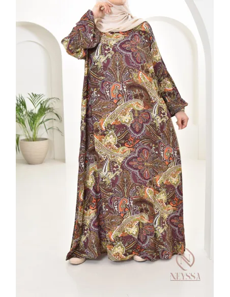 Robe longue aux motifs indiens, style bohème, coupe fluide