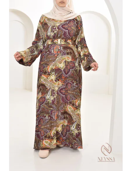 Robe longue aux motifs indiens, style bohème, coupe fluide