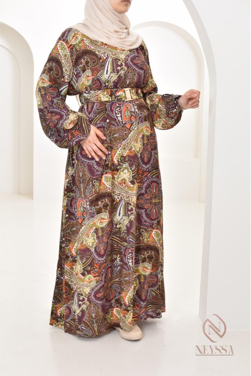 Robe longue aux motifs indiens, style bohème, coupe fluide