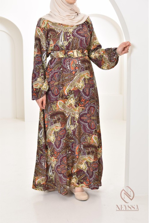 Robe longue aux motifs indiens, style bohème, coupe fluide