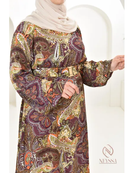 Robe longue aux motifs indiens, style bohème, coupe fluide