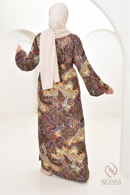 Robe longue aux motifs indiens, style bohème, coupe fluide