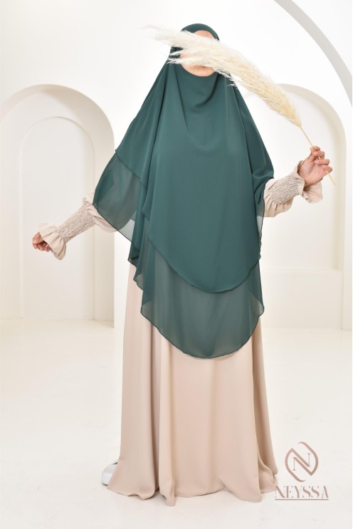 Khimar 3 voiles yemenite en mousseline pour femme musulmane voilée