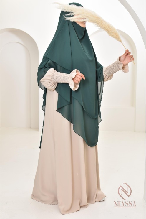 Khimar 3 voiles yemenite en mousseline pour femme musulmane voilée