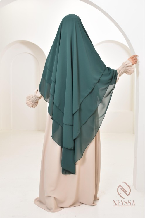 Khimar 3 voiles yemenite en mousseline pour femme musulmane voilée