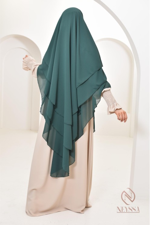 Khimar 3 voiles yemenite en mousseline pour femme musulmane voilée