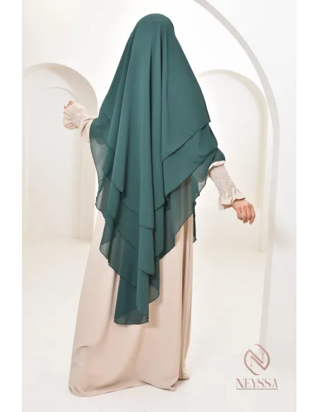 Khimar 3 voiles yemenite en mousseline pour femme musulmane voilée