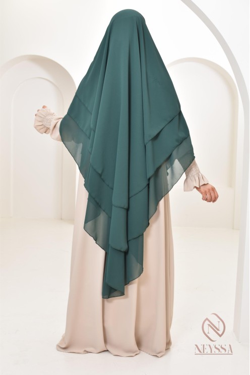 Khimar 3 voiles yemenite en mousseline pour femme musulmane voilée