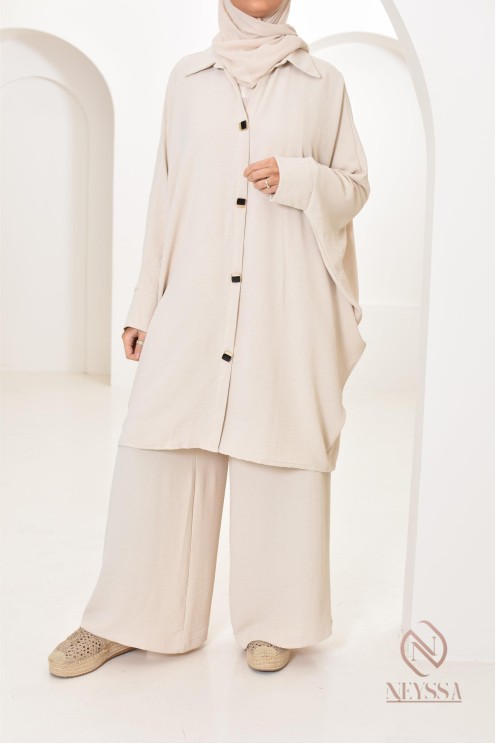 Ensemble 2 pièces : tuniques manches papillon et palazzo, tenue hyper fluide