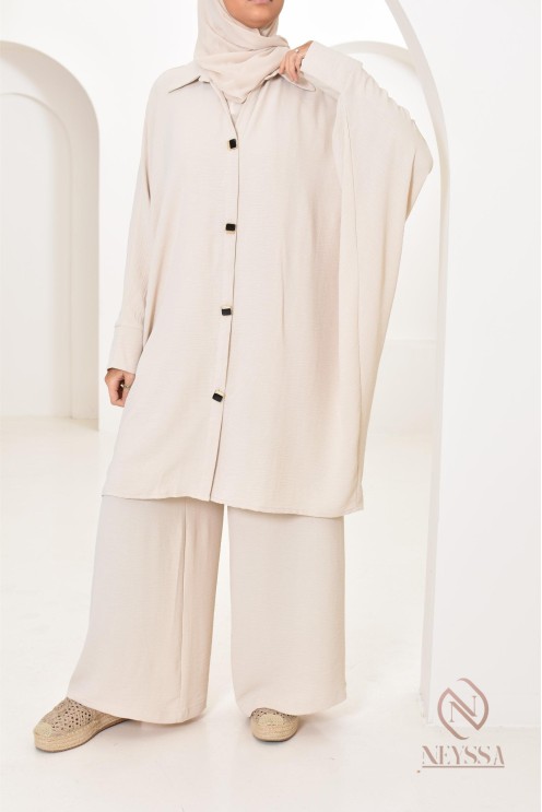 Ensemble 2 pièces : tuniques manches papillon et palazzo, tenue hyper fluide