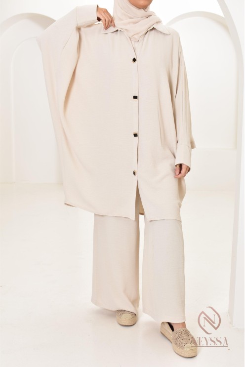 Ensemble 2 pièces : tuniques manches papillon et palazzo, tenue hyper fluide