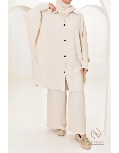 Ensemble 2 pièces : tuniques manches papillon et palazzo, tenue hyper fluide