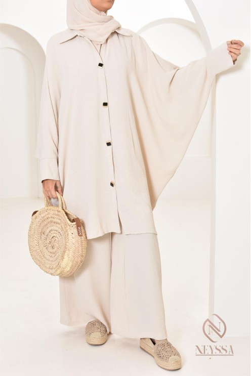 Ensemble 2 pièces : tuniques manches papillon et palazzo, tenue hyper fluide