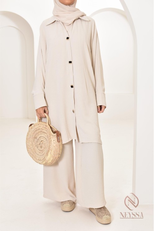 Ensemble 2 pièces : tuniques manches papillon et palazzo, tenue hyper fluide