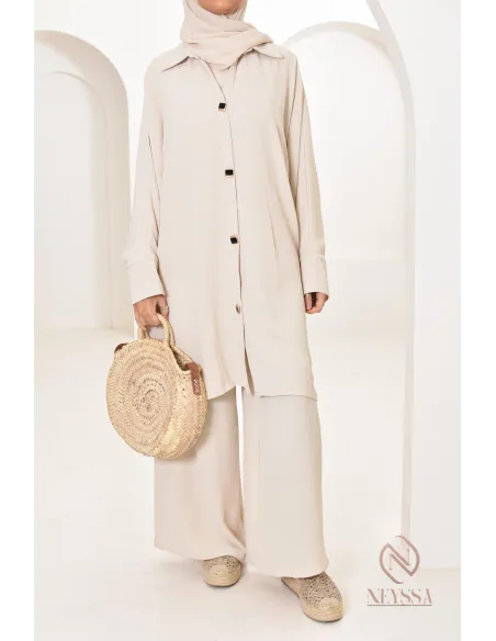 Ensemble 2 pièces : tuniques manches papillon et palazzo, tenue hyper fluide