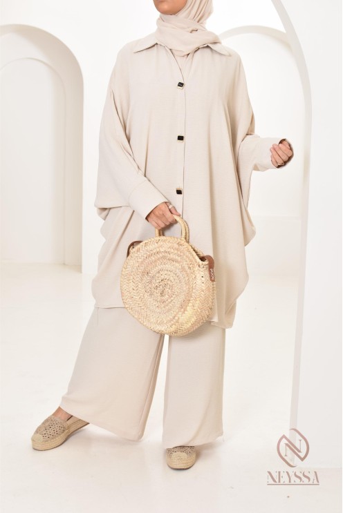 Ensemble 2 pièces : tuniques manches papillon et palazzo, tenue hyper fluide