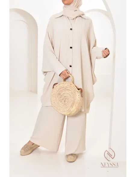 Ensemble 2 pièces : tuniques manches papillon et palazzo, tenue hyper fluide