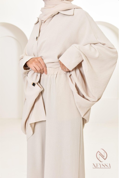 Ensemble 2 pièces : tuniques manches papillon et palazzo, tenue hyper fluide