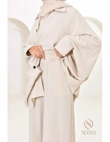 Ensemble 2 pièces : tuniques manches papillon et palazzo, tenue hyper fluide