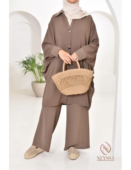 Ensemble 2 pièces : tuniques manches papillon et palazzo, tenue hyper fluide