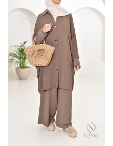 Ensemble 2 pièces : tuniques manches papillon et palazzo, tenue hyper fluide