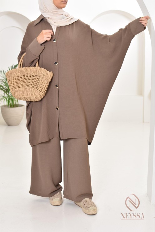 Ensemble 2 pièces : tuniques manches papillon et palazzo, tenue hyper fluide